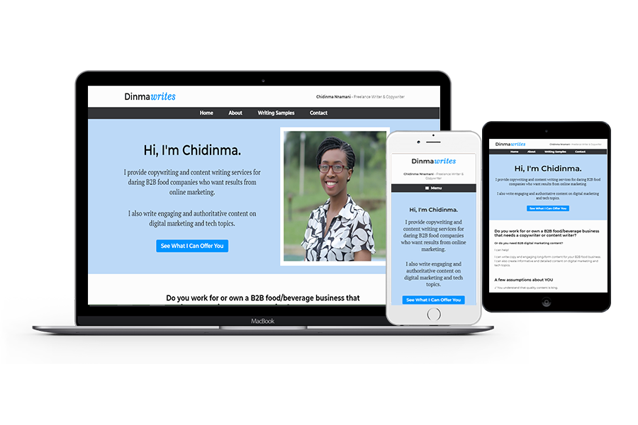 Sample website design for creatives